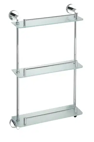 Regály a poličky SAPHO XR608 X-Round E sklenená polička trojitá s hrazdou 38 x 67,5 x 13 cm