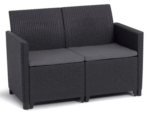Lavice z umelého ratanu KETER Záhradná pohovka CLARA 2 seater | grafit