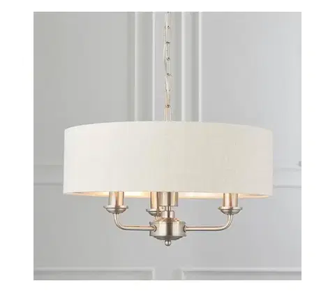 Svietidlá Endon 94361 - Luster na reťazi HIGHCLERE 3xE14/40W/230V béžová/matný chróm 94361