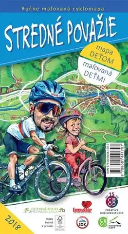 Voda, lyže, cyklo Stredné Považie - ručne maľovaná cyklomapa
