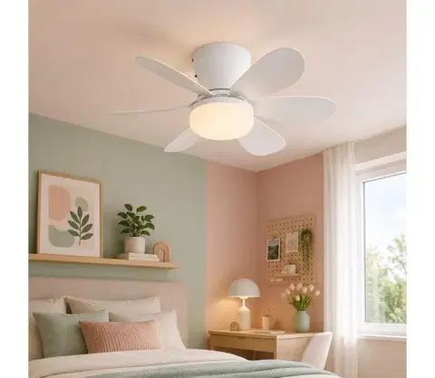 Ventilátory Globo 03625W - LED stmievateľný stropný látor DELORES LED/5W/230V 2700-6500K biela + diaľkové ovládanie 03625W
