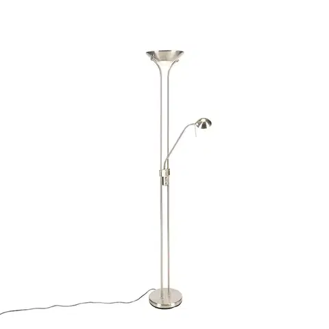 Stojace lampy Oceľová stojaca lampa s lampou na čítanie vrátane stmievateľného LED v Kelvinoch - Diva