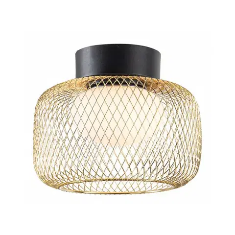 Stropná svetla Lampa sufitowa Sopra 25 czarno złota klosz druciany do salonu GX53