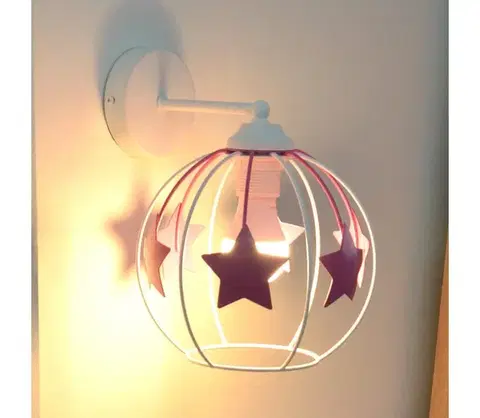 Svietidlá  Detská nástenná lampa STARS 1xE27/15W/230V ružová/biela KK-1385/1 WT+PK