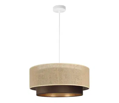 Svietidlá  Závesný luster SARTA 1xE27/60W/230V, priemer 45 cm, hnedá/juta H0190