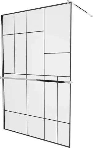 Sprchové dvere MEXEN/S - KIOTO Sprchová zástena WALK-IN s poličkou a držiakom uterákov 70 x 200, transparent/čierna 8 mm, chróm 800-070-121-01-78