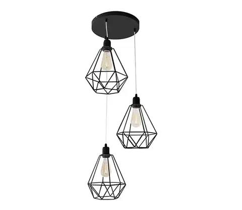 Svietidlá  Luster KARO 3xE27/15W/230V čierna W-KD 1311/3 BK