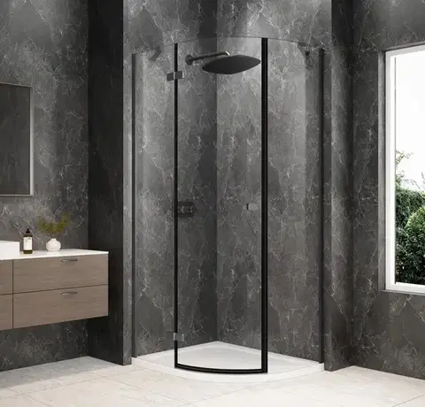 Sprchové dvere POLYSAN - GLOBE GUN METAL štvrťkruhová sprchová zástena 900x800, číre sklo, ľavá GB2980LGM