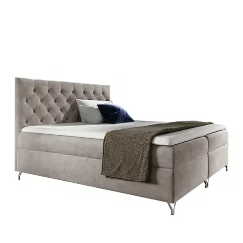 Postele KONDELA Guliette 180 boxspringová manželská posteľ sivobéžová Taupe (Velvet)