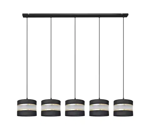 Svietidlá  Luster na lanku HELEN 5xE27/15W/230V čierna/zlatá W-L 0801/5 BK+GO+MAT