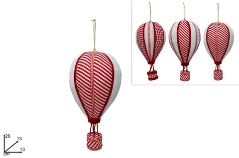 Vianočné dekorácie MAKRO - Dekorácia vianočná na stromček, balón rôzne dekory, 13x26x13cm