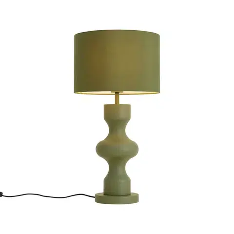 Stolné lampy Retro stolná lampa zelená s látkovým tienidlom - Captain
