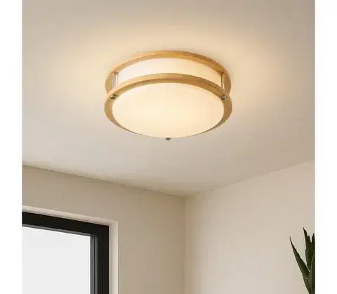 Svietidlá BRILAGI - Stropné svietidlo ELARO 2xE27/40W/230V priemer 26 cm drevený dekor BRI872