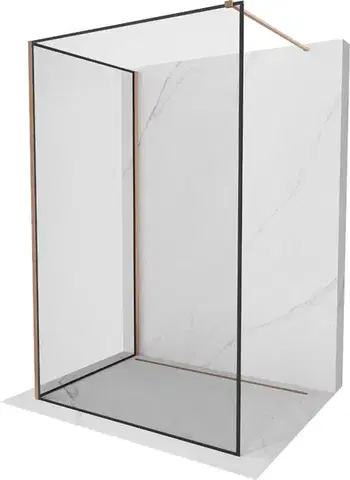 Sprchové dvere MEXEN/S - Kioto Sprchová zástena WALK-IN 120 x 120, čierny vzor, meď kartáčovaná 800-120-212-65-70-120