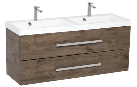 Kúpeľňový nábytok Kúpeľňová skrinka s dvojumývadlom SAT Cube Way 120x40 cm dub wellington CUBE2120ZDW CUBE2120ZDW