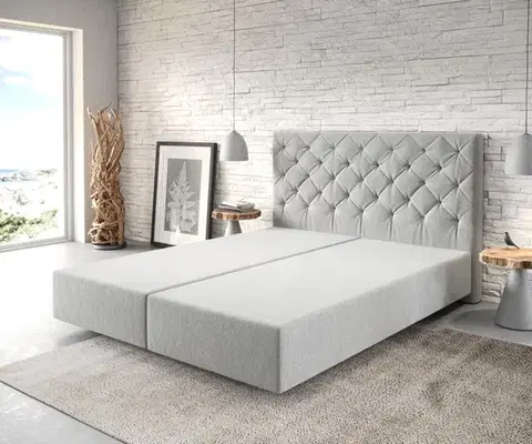 Rámy postelí DELIFE Boxspring posteľ Dream-Great 160x200 cm mikrovlákno strieborno-šedá