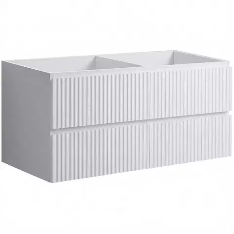 Kúpeľňový nábytok CERANO - Kúpeľňová skrinka pod umývadlo Carole - biela matná ryhovaná - 119x48x45 CER-674935