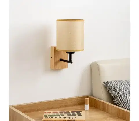 Svietidlá BRILAGI - Nástenná lampa NUBILA WOOD 1xE27/25W/230V dub/svetlohnedá BG1561+BG1584