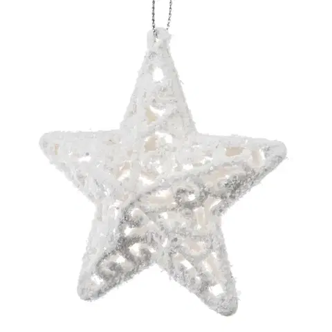 Vianočné dekorácie Vianočná ozdoba Carlita Hviezda biela, 8 x 8 x 1,5 cm, plast