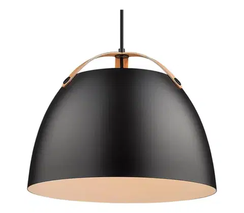 Svietidlá Halo Design 734887 - Závesné svietidlo na lane OSLO 1xE27/40W/230V pr. 40 cm čierna/dub 734887