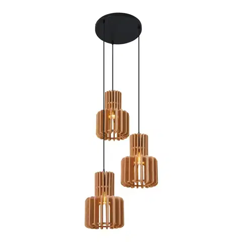 Závesné svietidlá Retro závesná lampa čierna s oranžovou 3-svetlá - Felt