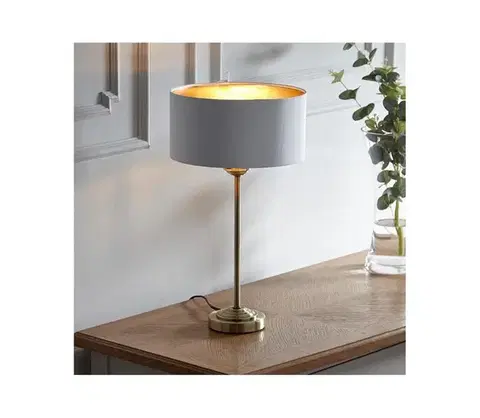 Lampy Endon 104054 - Stolná lampa HIGHCLERE 1xE14/7W/230V biela/mosadz pr. 25 cm 104054