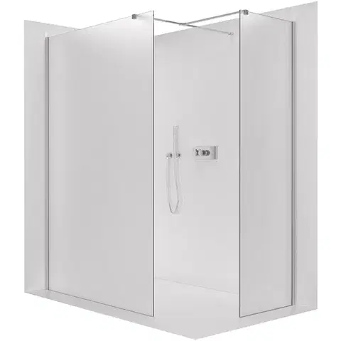 Sprchovacie kúty CERANO - Sprchová zástěna Walk-in Onyx T L/P - 8 mm - hranatá vzpěra - chrom, mléčné sklo - 160x30x200  CER-8050BD72067