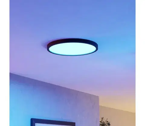 Svietidlá Eglo 901725 - LED RGBW stmievateľné kúpeľňové stropné svietidlo FUEVA-Z LED/17,5W/230V 38,9cm IP44 čierne 901725