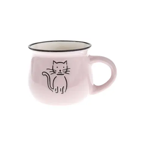 Hrnčeky a šálky Keramický hrnček Mačka 75 ml, ružová