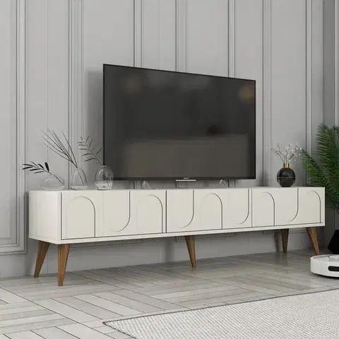 TV stolíky TV stolík Lyon 44 - Cream, Walnut