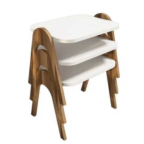 Konferenčné stolíky Odkladací stolík Paris White, 3 ks