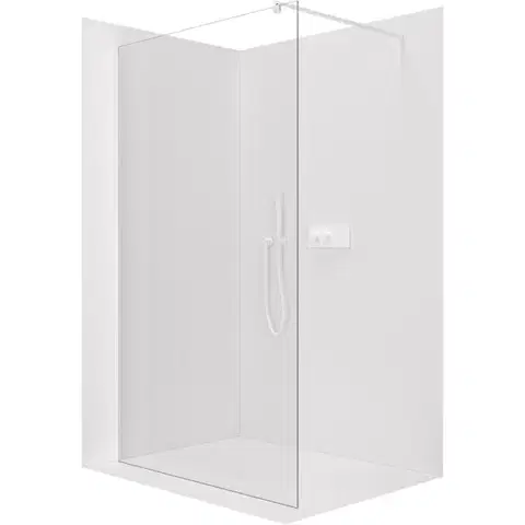 Sprchové dvere CERANO - Sprchová zástena Walk-in Onyx Round Ľ/P - 8 mm - okrúhla vzpera - biela matná, transparentné sklo - 50x200 CER-482953