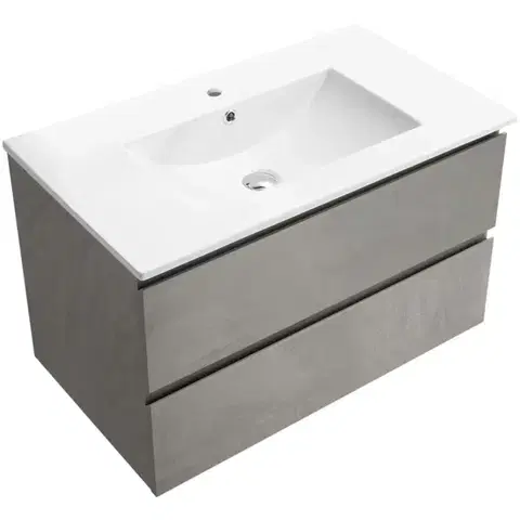 Kúpeľňový nábytok CERANO - Kúpeľňová skrinka Carole + keramické umývadlo Todo - betónovo šedá - 101x50x46,5 CER-8050BD82988