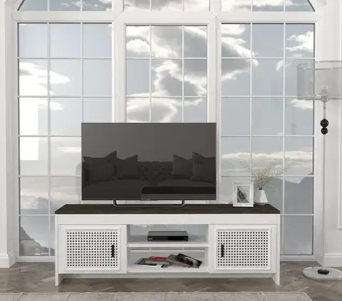 TV stolíky NODE orientálny televízny stolík biela/rehab