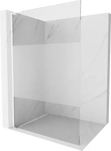 Sprchové dvere MEXEN/S - Kioto L Sprchová zástena WALK-IN 80 x 200, transparent/dekor, biela 800-080-103-20-35