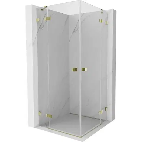 Sprchovacie kúty MEXEN/S - Lunar Duo sprchovací kút dvere krídlové 100 x 100, transparent, zlato 834-100L-100P-50-00