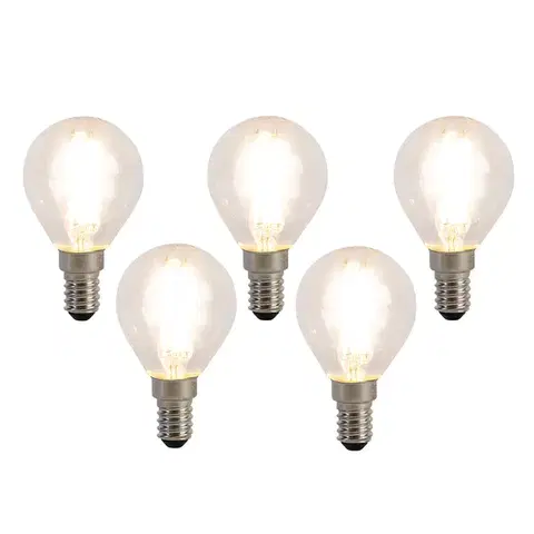 LED osvetlenie Sada 5 LED žiaroviek E14 Filament P45 4W 470 lm 2700K