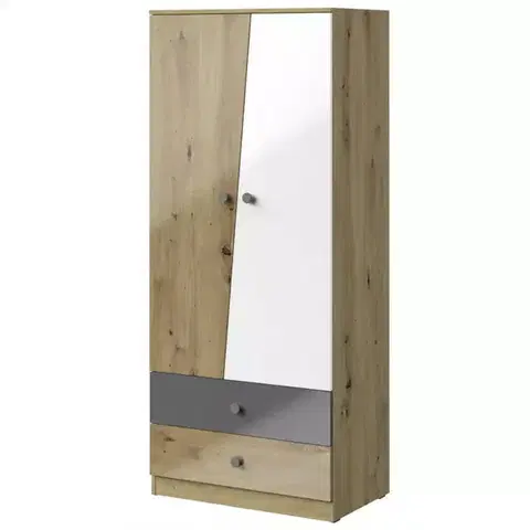 Šatníkové skrine Skriňa Nero 01  80 – Šedá Lesk