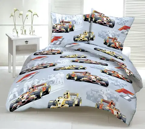 Obliečky Obliečky bavlnené Formula TiaHome - 1x Vankúš 90x70cm, 1x Paplón 140x200cm