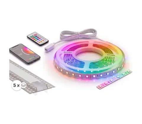 LED osvetlenie SmartLED Súprava 1x LED RGBW pásik NEO LITE LED/24W/230V 5 m IP65 Wi-Fi + 5x profil 1 m + diaľkový ovládač 5xSD0107+1xIM0834