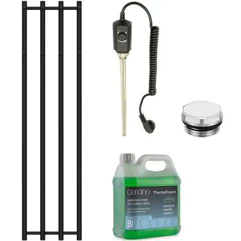 Doplnky do kúpeľne CERANO - Kúpeľňový elektrický radiátorový set Bertini - 300W - čierna matná - 1400x351 mm CER-482081