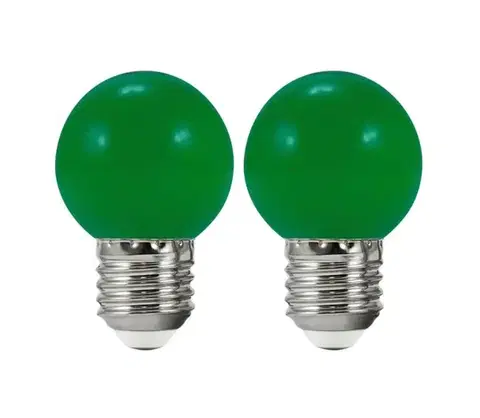LED osvetlenie  SADA 2x LED Žiarovka PARTY E27/0,5W/36V zelená 3000K 308771