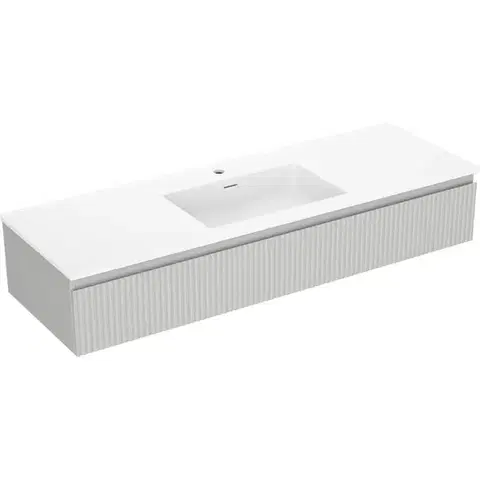 Kúpeľňový nábytok MEXEN/S - Rivel kúpeľňová skrinka 140 cm s umývadlom Otis, 1 šuplík, reliéf, šedá mat/biela mat 91A20-14023-1-BF62-W18M01