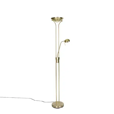 Stojace lampy Moderná stojaca lampa mosadz s lampou na čítanie vrátane LED Dim to Warm - Diva