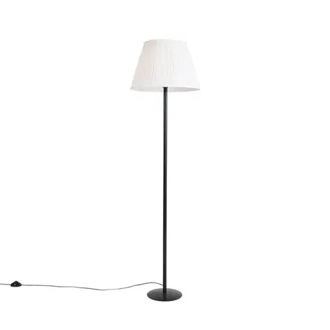 Stojace lampy Moderná stojaca lampa čierna s bielym skladaným tienidlom 45 cm - Simplo