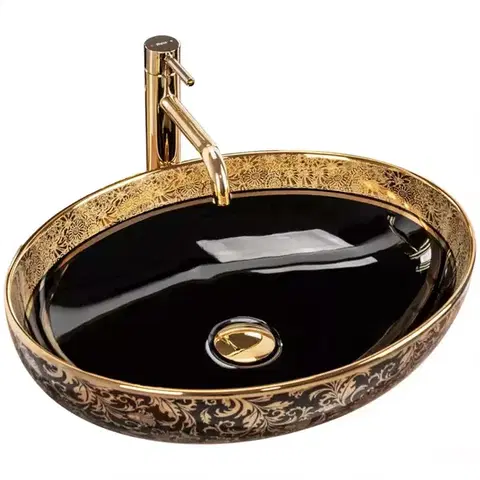 Sanitárna keramika Umývadlo na dosku Margot Black/Gold