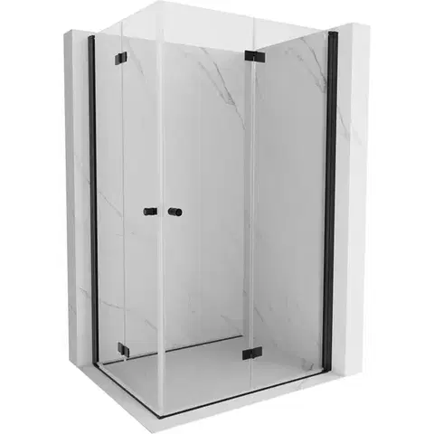 Sprchovacie kúty MEXEN/S - Mist-F Duo sprchovací kút skladacie dvere pravá 90 x 105, transparent, čierna 8A6-090L-105P-70-00