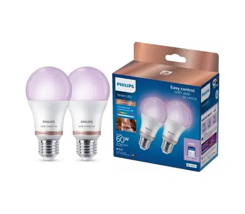 LED osvetlenie SADA 2x stmievateľné LED žiarovky Philips SMART A60 E27/8,5W/230V 2200-6500K 8720169171060