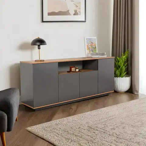 Komody Konzolový stolík Arista - Anthracite, Atlantic Pine