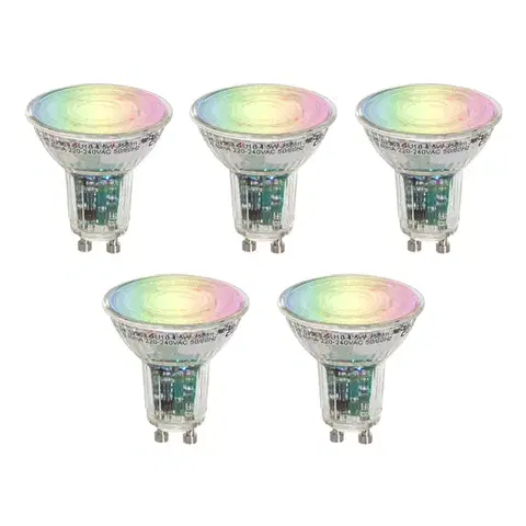 LED osvetlenie Sada 5 inteligentných žiaroviek GU10 50 LED číra RGBW 4,5 W 350 lm 2700-6000 K